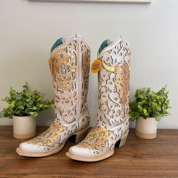 NEW Corral Women's Glitter Inlay Snip Toe Cowgirl Boot 8 - Picture 5 of 8